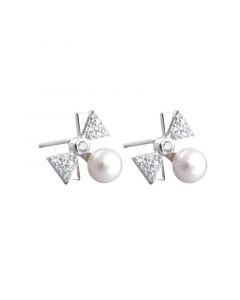 925 Sterling Silver Earrings, Minimalist Design Earrings, Bow Tie Pearl Zircon Stud Earrings, Knot Jewelry, Simple Design Earrings