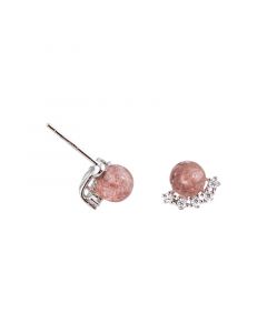 925 Sterling Silver Earrings, Strawberry Crystal Zircon Stud Earrings, Minimalist Design Earrings, Simple Design Earrings