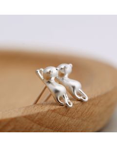Simple Design Earrings, Cat Stud Earrings, Animals & Insects Jewelry, 925 Sterling Silver Earrings, Minimalist Design Earrings