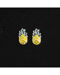 Food & Drink Jewelry, Minimalist Design Earrings, 925 Sterling Silver Earrings, Yellow Pineapple Stud Earrings, Simple Design Earrings