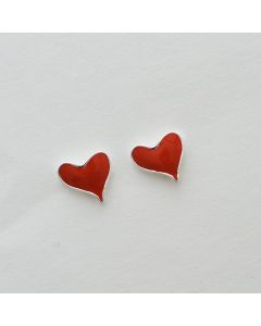 925 Sterling Silver Earrings, Love & Hearts Jewelry, Minimalist Design Earrings, Simple Design Earrings, Red Heart Stud Earrings