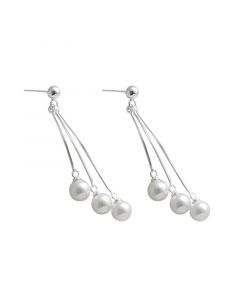 Tassel Pearl Dangle Drop Earrings, Simple Design Earrings, Minimalist Design Earrings, 925 Sterling Silver Earrings, Light Luxury Style
