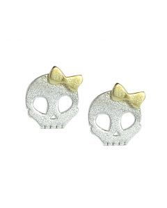 Simple Design Earrings, Knot Jewelry, Minimalist Design Earrings, Skull Golden Bow Stud Earrings, 925 Sterling Silver Earrings