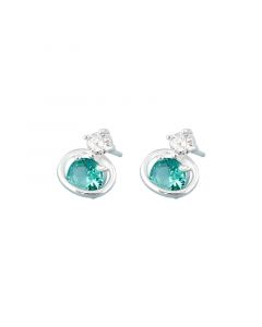 Geometric Jewelry, 925 Sterling Silver Earrings, Geometric Circle Green Zircon Stud Earrings, Simple Design Earrings