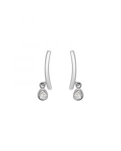 Line Water Drop Tassel Zircon Stud Earrings, Simple Design Earrings, 925 Sterling Silver Earrings, Geometric Jewelry