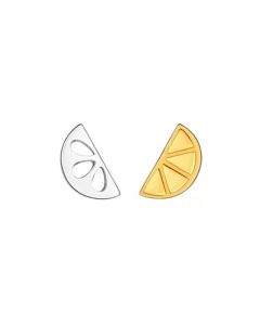 Asymmetrical Lemon Stud Earrings, 925 Sterling Silver Earrings, Minimalist Design Earrings, Simple Design Earrings, Food & Drink Jewelry