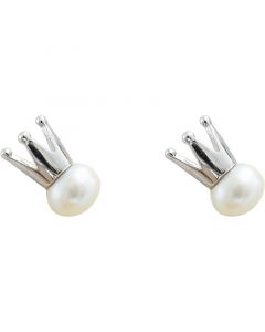 Minimalist Design Earrings, Simple Design Earrings, Crown Jewelry, Crown Pearl Stud Earrings, 925 Sterling Silver Earrings