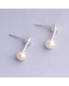 Minimalist Design Earrings, Simple Design Earrings, 925 Sterling Silver Earrings, Geometric Jewelry, Geometric Arrow Pearl Stud Earrings