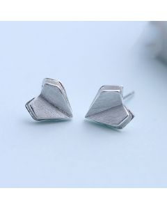 Minimalist Design Earrings,Simple Design Earrings,Origami Heart Stud Earrings ,Love & Hearts Jewelry, 925 Sterling Silver Earrings