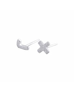 925 Sterling Silver Earrings, Simple Design Earrings, Minimalist Design Earrings, Geometric Jewelry, Asymmetrical Tick Cross Stud Earrings