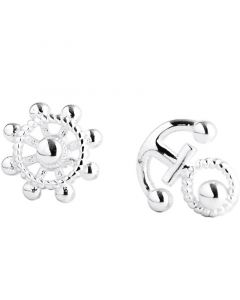 Travel & Places Jewelry, Asymmetrical Steering Wheel Anchor Stud Earrings, Simple Design Earrings, 925 Sterling Silver Earrings