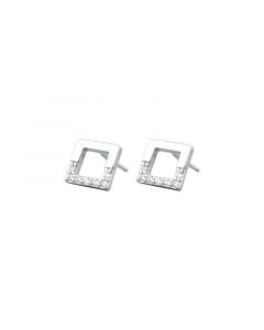 Geometric Square Openwork Zircon Stud Earrings, 925 Sterling Silver Earrings, Simple Design Earrings, Geometric Jewelry