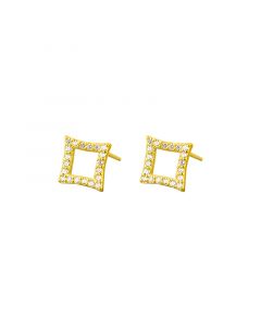Simple Design Earrings, Minimalist Design Earrings, Geometric Jewelry, 925 Sterling Silver Earrings, Openwork Rhombus Zircon Stud Earrings