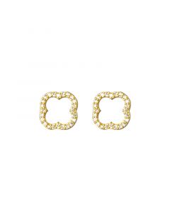 Openwork Flower Zircon Stud Earrings, Simple Design Earrings, 925 Sterling Silver Earrings, Flowers & Plants Jewelry