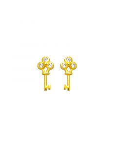 Simple Design Earrings, 925 Sterling Silver Earrings, Minimalist Design Earrings, Keys & Locks Jewelry, Key Zircon Stud Earrings