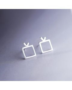 925 Sterling Silver Earrings, Simple Design Earrings, Geometric Jewelry, Travel & Places Jewelry, TV Antenna Stud Earrings 