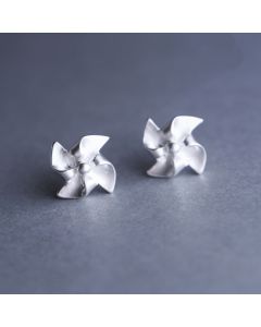 925 Sterling Silver Earrings, Small Windmill Stud Earrings, Simple Design Earrings, Minimalist Design Earrings, Geometric Jewelry