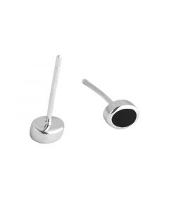 Simple Design Earrings, Minimalist Design Earrings, Geometric Jewelry, 925 Sterling Silver Earrings, Black Oval Stud Earrings