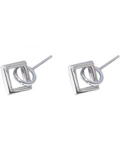 Simple Design Earrings, Round and Square Stud Earrings, Minimalist Design Earrings, Geometric Jewelry, 925 Sterling Silver Earrings