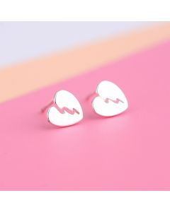 Simple Design Earrings, 925 Sterling Silver Earrings, Glossy Heartbreak Stud Earrings, Minimalist Design Earrings, Love & Hearts Jewelry