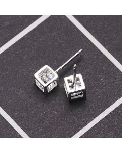 Geometric Jewelry, 925 Sterling Silver Earrings, Minimalist Design Earrings, Simple Design Earrings, Rubik's Cube Zircon Stud Earrings