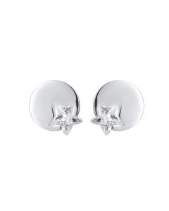 Glossy Circle Zircon Stars Stud Earrings, Geometric Jewelry, 925 Sterling Silver Earrings, Star Jewelry, Simple Design Earrings