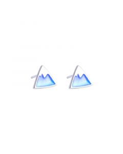 925 Sterling Silver Earrings, Simple Design Earrings, Geometric Jewelry, Gradient Blue Iceberg Stud Earrings, Minimalist Design Earrings