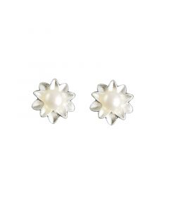925 Sterling Silver Earrings, Simple Design Earrings, Pearl Flower Stud Earrings, Flowers & Plants Jewelry, Minimalist Design Earrings