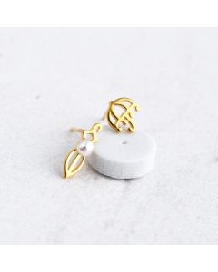 Clothing, Handbags & Shoes Jewelry, 925 Sterling Silver Earrings, Asymmetrical Golden Pearl Little Umbrella Stud Earrings