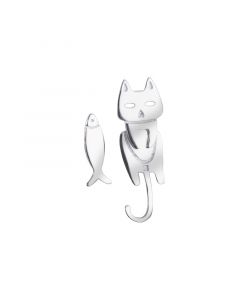 Asymmetrical Cat Fish Stud Earrings, Simple Design Earrings, 925 Sterling Silver Earrings, Animals & Insects Jewelry