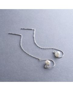 925 Sterling Silver Earrings, Minimalist Design Earrings, Pearl Tassel Threaders Earrings, Simple Design Earrings, Geometric Jewelry