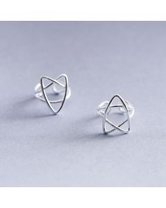 925 Sterling Silver Earrings, Star Jewelry, Minimalist Design Earrings, Star Line Clip-on Earrings, Simple Design Earrings