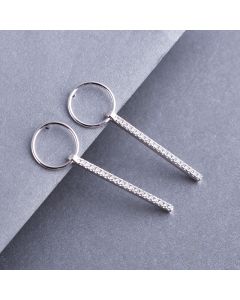 925 Sterling Silver Earrings, Geometric Jewelry, Simple Design Earrings, Geometric Round Zircon Dangle Drop Earrings