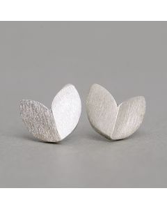 Minimalist Design Earrings, Simple Design Earrings, 925 Sterling Silver Earrings, Brushed Heart Stud Earrings, Love & Hearts Jewelry