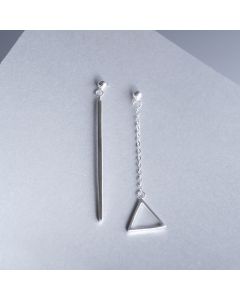 Simple Design Earrings, Geometric Jewelry, 925 Sterling Silver Earrings, Geometric Triangle Strip Tassel Dangle Drop Earrings