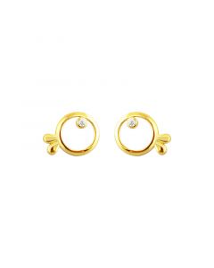 Animals & Insects Jewelry, 925 Sterling Silver Earrings, Simple Design Earrings, Golden Hollow Fish Zircon Stud Earrings