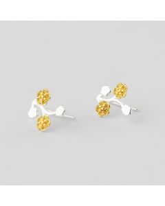 Simple Design Earrings, Flowers & Plants Jewelry, 925 Sterling Silver Earrings, Branch Gold Flowers Stud Earrings
