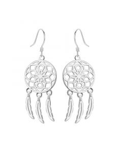 Flowers & Plants Jewelry, 925 Sterling Silver Earrings, Dream Catcher Hollow Tassels Dangle Drop Earrings, Simple Design Earrings