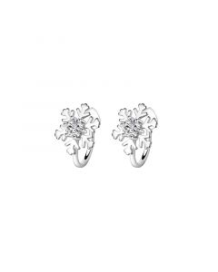 Snowflake Zircon Clip-on Earrings, Simple Design Earrings, 925 Sterling Silver Earrings, Flowers & Plants Jewelry