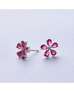 Petal Zircon Stud Earrings, Minimalist Design Earrings, 925 Sterling Silver Earrings, Simple Design Earrings, Flowers & Plants Jewelry