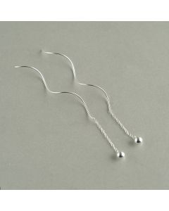 Geometric Jewelry, Minimalist Design Earrings, Bead Tassel Threaders Earrings, Simple Design Earrings, 925 Sterling Silver Earrings