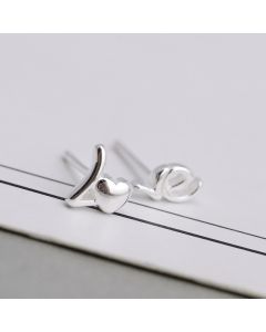 Simple Design Earrings, 925 Sterling Silver Earrings, Asymmetric Love Letters Stud Earrings, Letters, Numbers & Words Jewelry