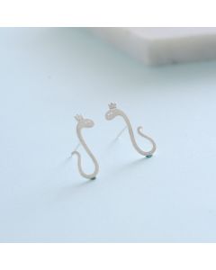 Simple Design Earrings, Asymmetrical Brushed Snake Stud Earrings, Animals & Insects Jewelry, 925 Sterling Silver Earrings