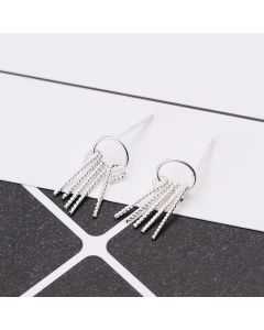 Simple Design Earrings, Circle Tassel Dangle Drop Earrings, 925 Sterling Silver Earrings, Geometric Jewelry, Minimalist Design Earrings