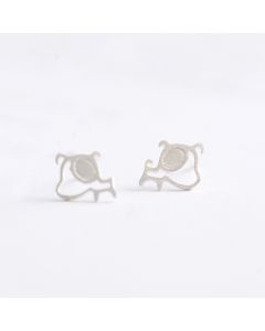 Minimalist Design Earrings, Simple Design Earrings, 925 Sterling Silver Earrings, Brushed Puppy Stud Earrings, Animals & Insects Jewelry