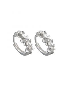 Flowers Hoop Earrings, Minimalist Design Earrings, Flowers & Plants Jewelry, Simple Design Earrings, 925 Sterling Silver Earrings