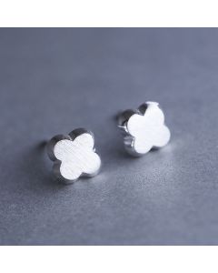 Simple Design Earrings, 925 Sterling Silver Earrings, Flowers & Plants Jewelry, Minimalist Design Earrings, Brushed Flowers Stud Earrings