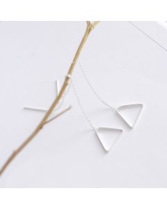Geometric Jewelry, Simple Design Earrings, 925 Sterling Silver Earrings, Openwork Geometric Triangle Threaders Earrings