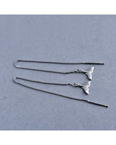 925 Sterling Silver Earrings, Simple Design Earrings, Animals & Insects Jewelry, Fish Tail Threaders Earrings, Minimalist Design Earrings