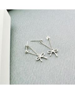 Minimalist Design Earrings, Bow Tassel Dangle Drop Earrings, 925 Sterling Silver Earrings, Knot Jewelry, Simple Design Earrings